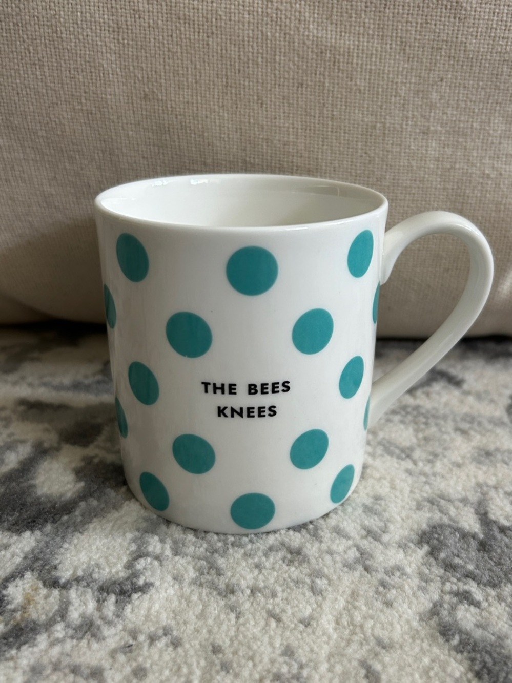kate spade White Ceramic Mug with Teal Polka Dots